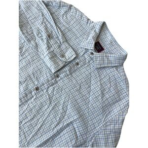 UNTUCKit Men's Plaid Long Sleeve Button Up Shirt Size XL Blue Tan Soft 100% Cott